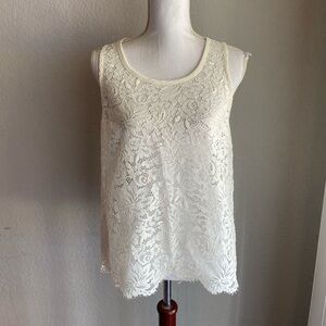 Worthington Lace Sleeveless Blouse - Cream